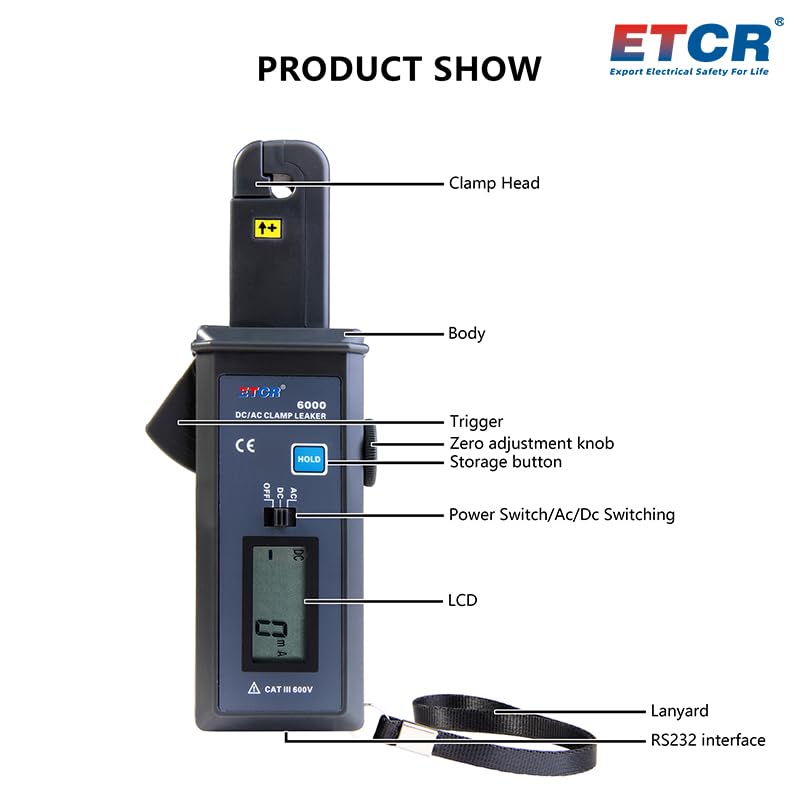 ETCR6000 Pinza Amperimétrica para Medición de Fugas AC/DC miniatura 3