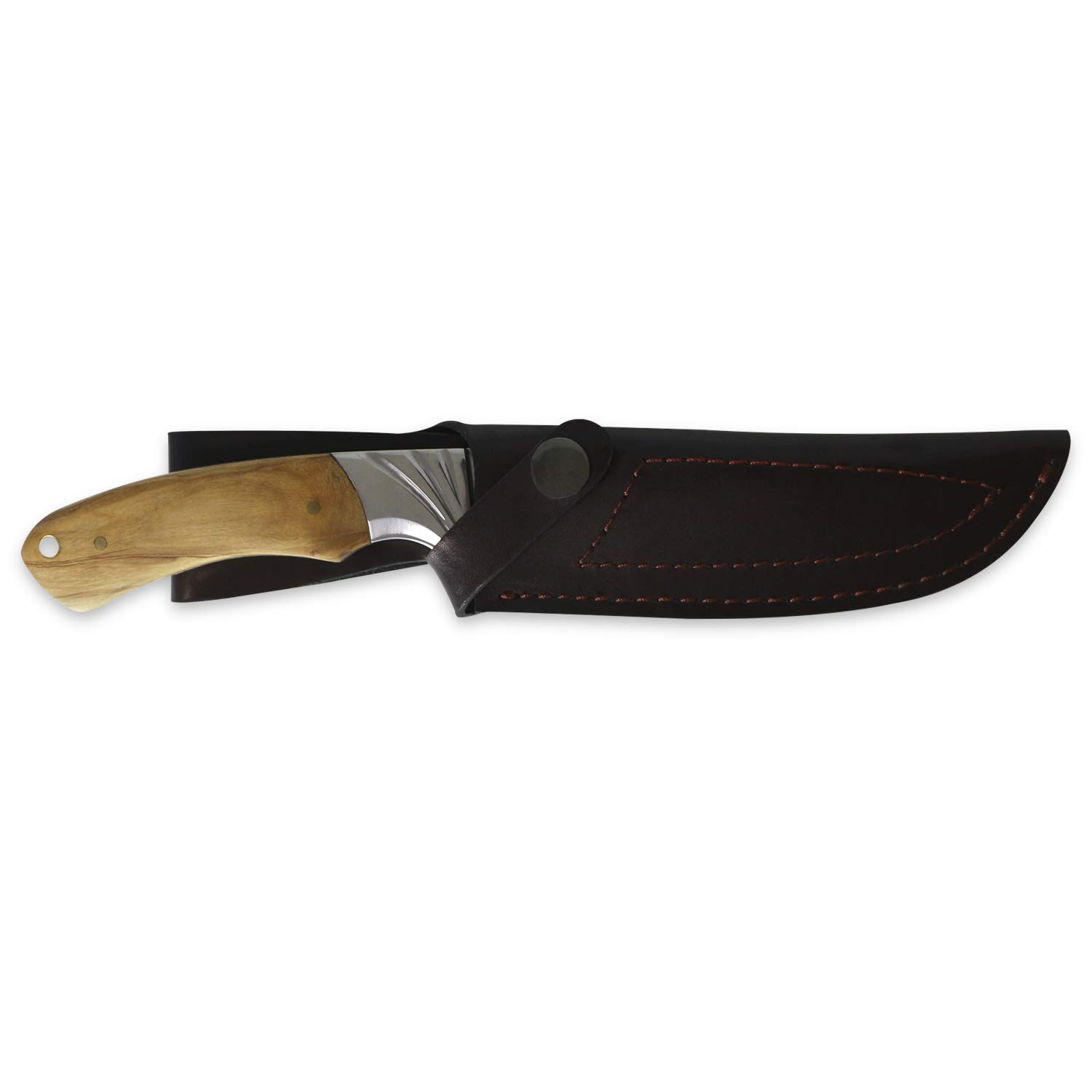 iFIELD EL29014 Coltello multifunzionale per escursioni, caccia e sopravvivenza all'aperto, manico in cervo, lama in acciaio inossidabile 3Cr13, fodero di alta qualità colore marrone