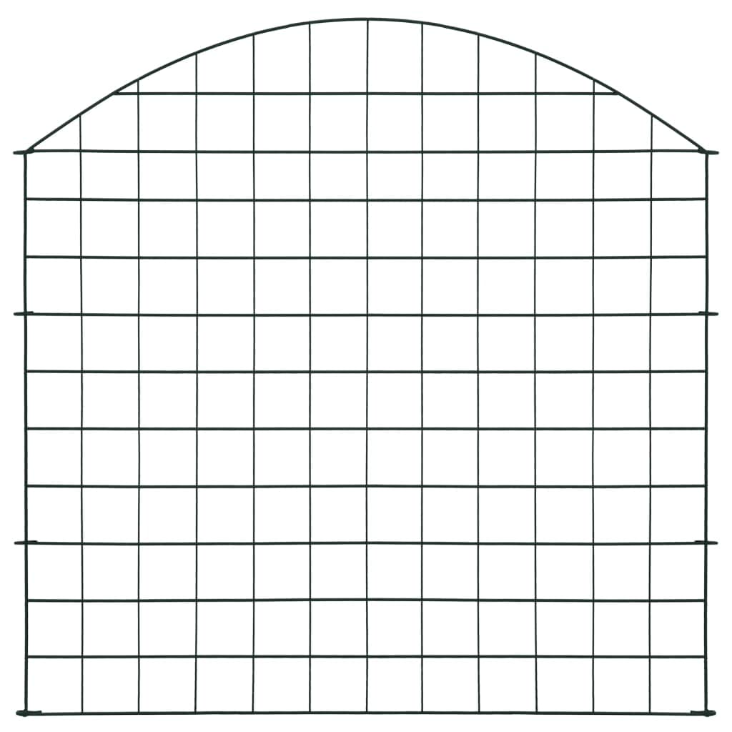 Set di recinzioni da giardino convesse, 77,5 x 78,5 cm, colore verde, filo di acciaio verniciato a polvere, per laghetto, giardino, bordo dell'aiuola, 5 elementi di recinzione con 6 pali