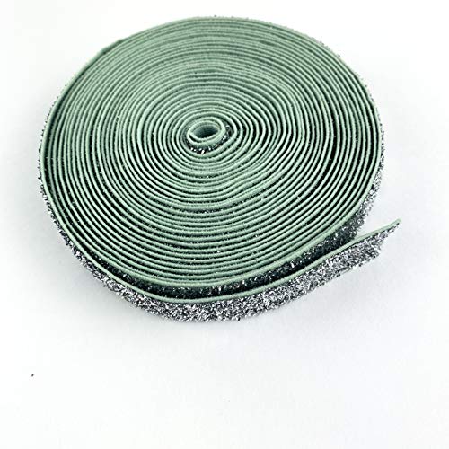 Worlds Frosted Glitter Elastic Metallic Velvet Ribbon For Hair Ties Diy Crafts,Baby Girl Head Bow 5 Yards 5/8"Inch (Silver) #TOP2