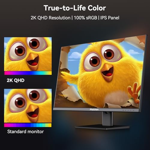 Image of 27 Inch Computer Monitor, QHD 2K 100Hz IPS Gaming Monitor, Frameless Eye Care PC Office Monitor with HDMI /USB C /DP, FreeSync, VESA, Tilt Adjustable