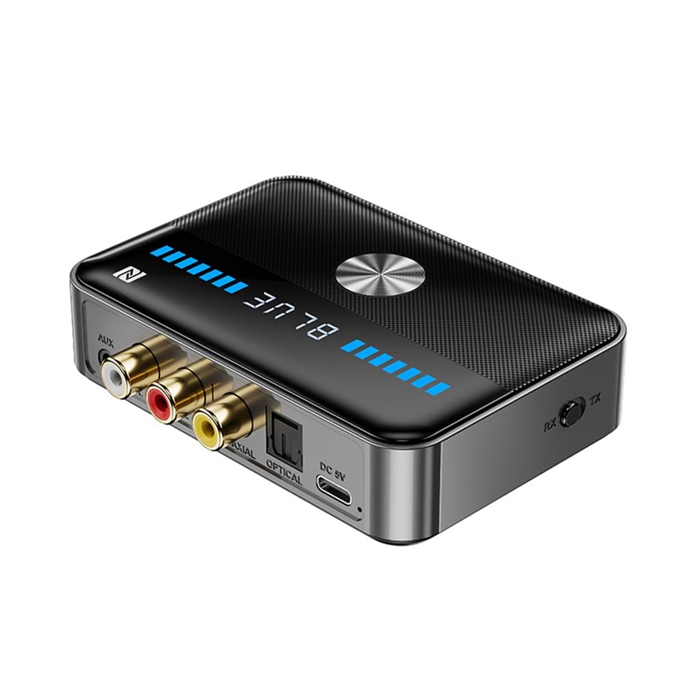 Pojedehy Bluetooth 5.3 Receiver Transmitter 3.5mm Aux Coaxial Optical Digital to Analog Audio Adapter Black Plastic HiFi NFC Converter