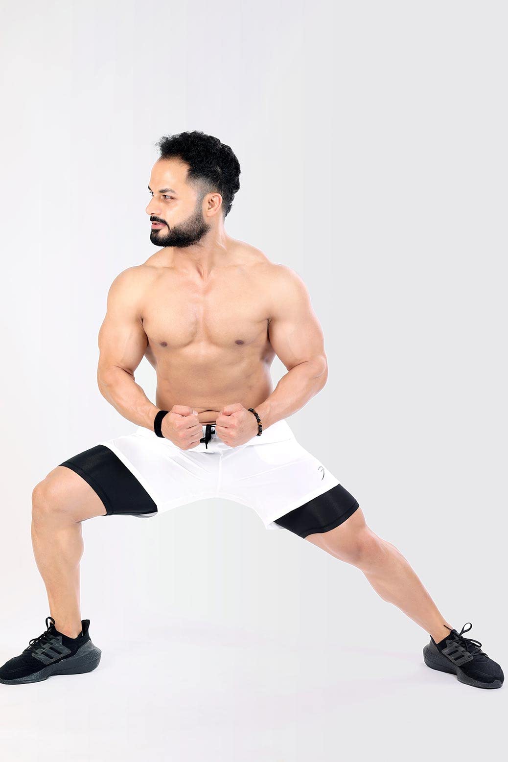 FUAARK Pantaloncini sportivi da uomo a doppio strato 2 in 1 con collant interni, aderenti, con tasca