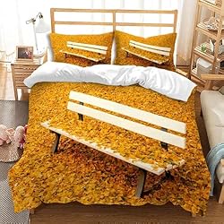 Funda Nordica Biloba Funda Nordica Cama 180 Ginkgo Biloba Juego de Cama Paisaje de Otoño de Microfibra Suave Impresión 3D Funda Nórdica Ginkgo Biloba Funda Edredon 260x240 cm y 2 Fundas de Almohada D1789