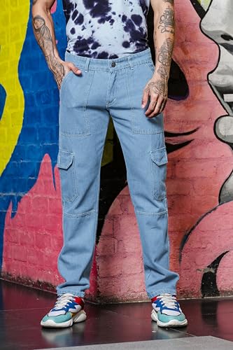 Image of RAGZO Cargo Pants for Men || Men Cargo Jeans Pant || Cargos for Men || Loose Fit Jeans Cargo