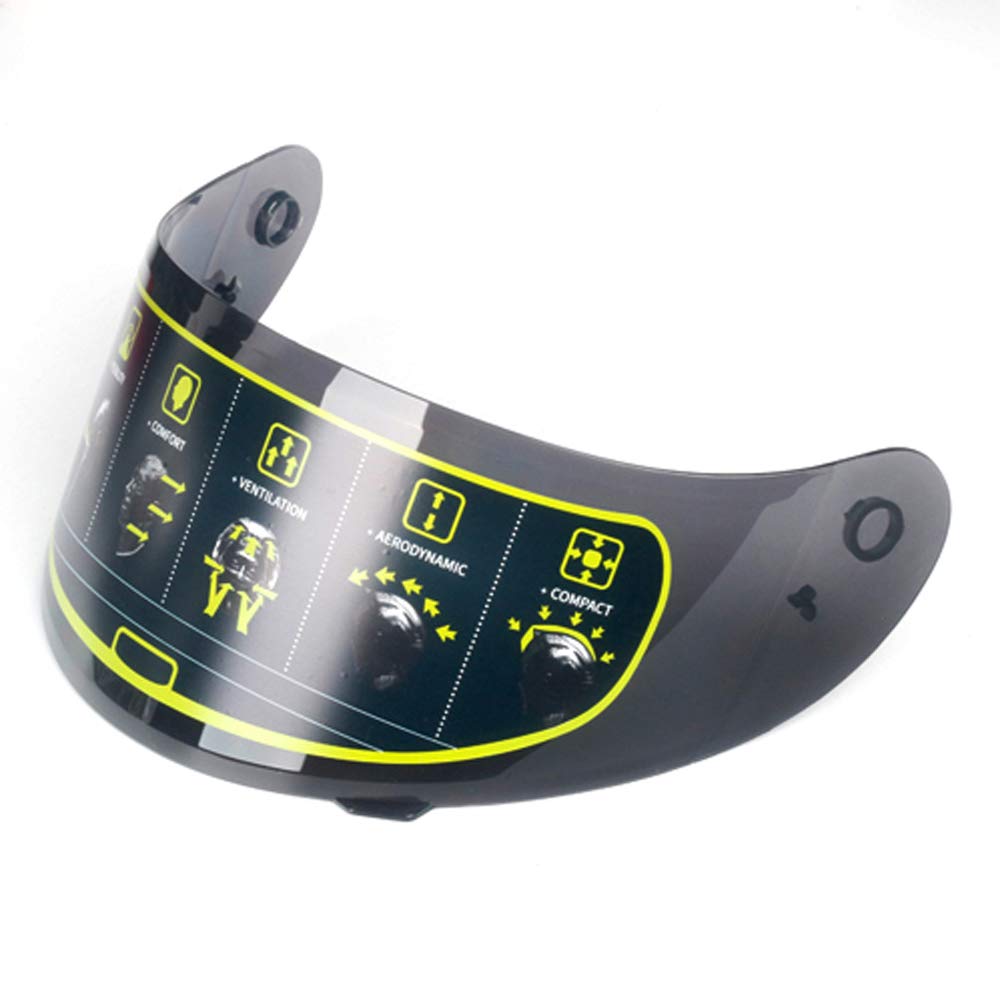 Mangen Full Face Helmet Motorcycle Helmet Shield Visor (Black Visor)