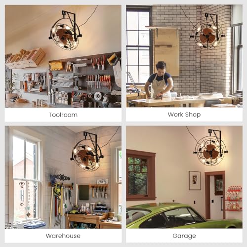 Moooni 20 Inch Fansconce, 6-Speed Wall Mount Fan,Timable Caged Ceiling Mount Fan With Remote And Light, Industrial Outdoor/Indoor Wall Mounted Fan For Patio thumb #6