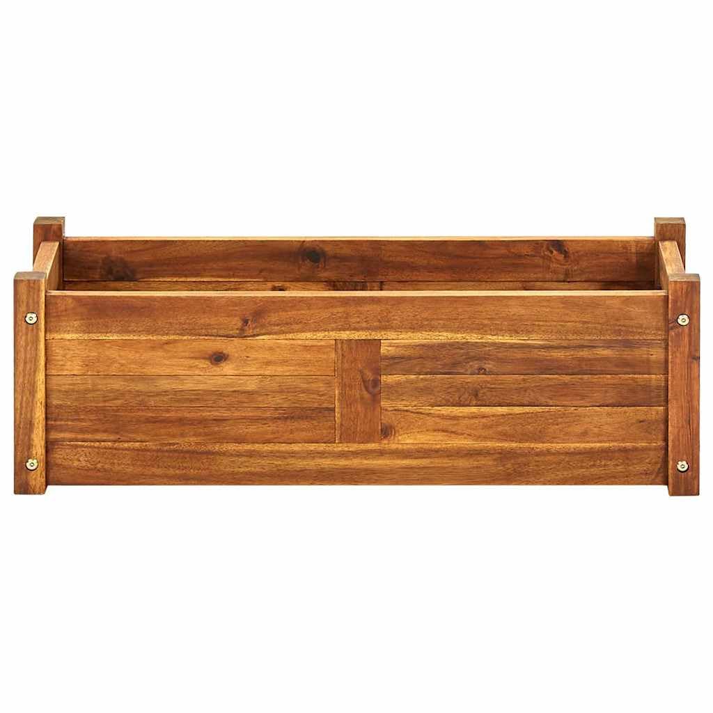 Podwyższona donica ogrodowa z drewna akacjowego olejowana 76x27,6x25 cm duża skrzynia na kwiaty warzywa zioła na balkon taras patio łatwy montaż