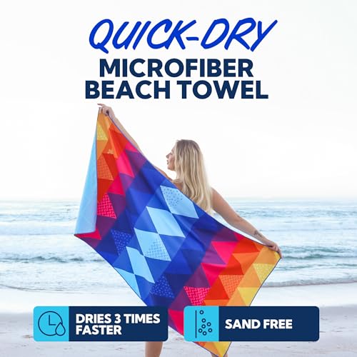 Image of SUN NINJA Quick Dry Towel, Microfiber Beach Towel 63x32in, Triangle