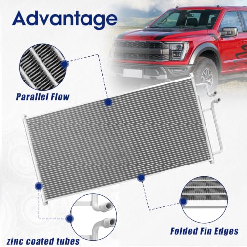 Image of Air Conditioning A /C Condenser Compatible with Ford F-150 Heritage F-250# 4678, 7014678, FO3030144, 6L3Z19712BA, 6L3Z19712BB