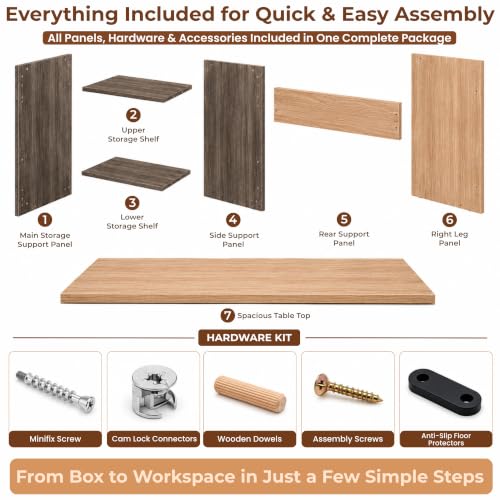 Image of ZEPO MART Study Table with Storage Shelves | Wooden Laptop Desk for Students & Work from Home | Modern Computer Office Table for Bedroom, Hostel & Small Spaces 122x62x30 cm