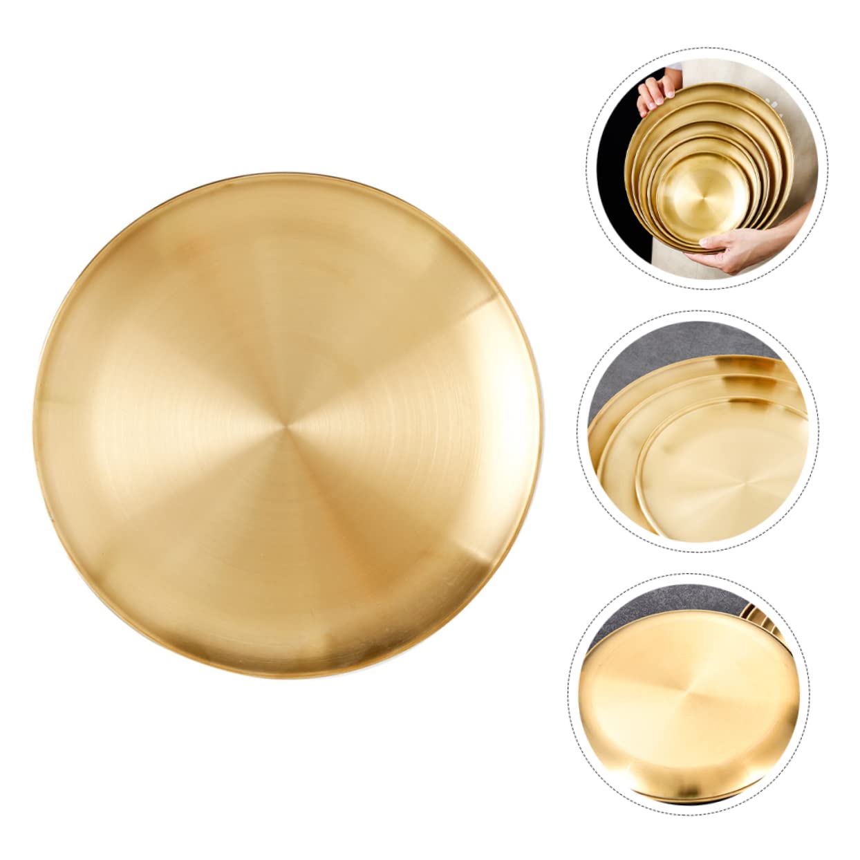 Happyyami 2pcs Bbq Serving Platter Stainless Steel Bbq Plate Outdoor Kitchenware Slim Plate for Family Gatherings