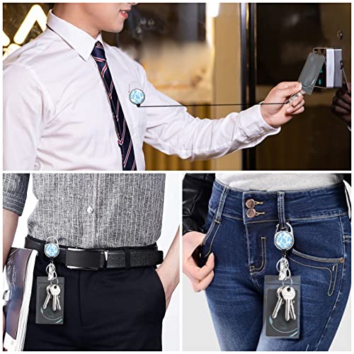 Cute Cow Badge Reel Retractable Heavy Duty With 360 Degrees Rotate Carabiner Clip, Id Badge Holder With Detachable Lanyard, Id Holder Id Clip Name Badge Keychain, Nurse Teacher Offfice Gifts (Blue) #TOP2