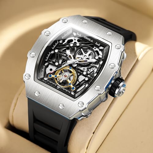 Image of OVERFLY ONOLA Mens Watch Automatic Mechanical Skeleton Dial Luxury Wrist Watch for Men