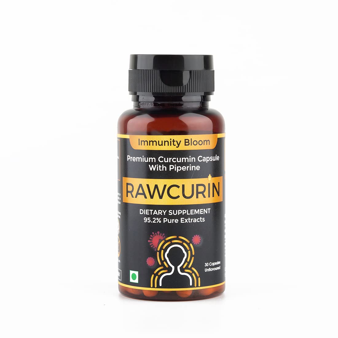 Rawcurin Curcumin With Piperine Supplement With 95% Pure Curcuminoids For Men & Women, Best For Boosting Immunity, Joint Support, Healthy Skin | Healthy Inflammatory Response - 30 Vegetarian Capsules-picture-22