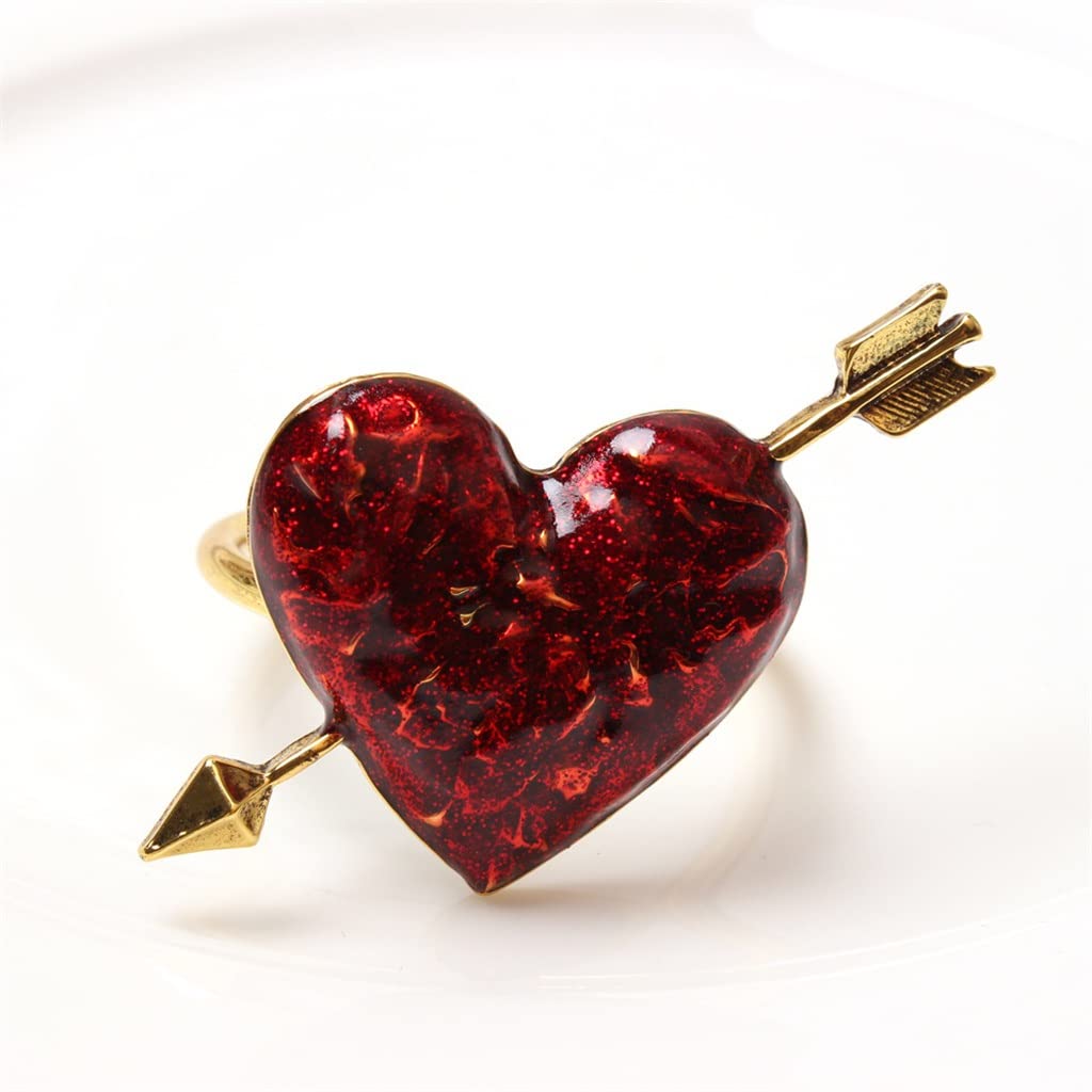 12 sztuk Cupid Heart Serwetnik Pierścień Cupid Heart Serwetnik Klamra Serce Usta Pierścień (Czerwony Jeden Rozmiar)