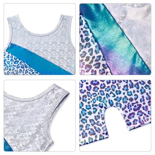 Image of HOZIY Leotards for Girls Gymnastics Kids Children Biketard Snowflake Ribbon Blue Purple Hot Pink Sparkle