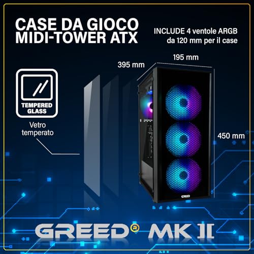 ® MK2 4K High End Gaming PC – AMD Ryzen 7 5700X 8 Core - Nvidia Geforce RTX 5060 – computer RGB ultra veloce + desktop Monster Raytracing con 4,6 GHz – 32 GB DDR4 RAM – 1TB SSD – WLAN + W11 Pro - PC Desktop - Immagine 1