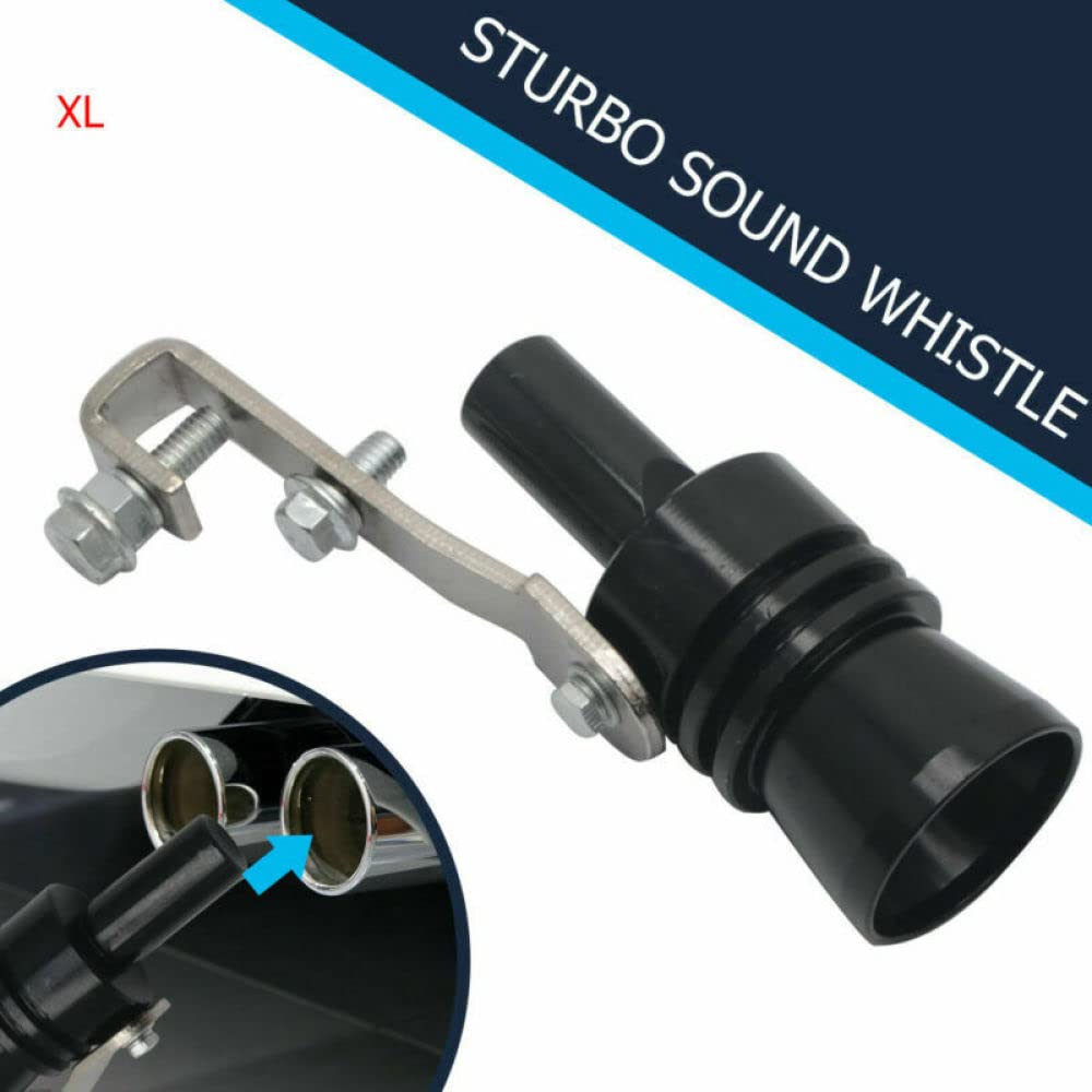 Baceyong Silbato de sonido turbo de coche de aluminio negro, silbato simulador de tubo de escape de silbato de sonido turbo universal para todos los modelos de vehículos, XL (paquete de 2)