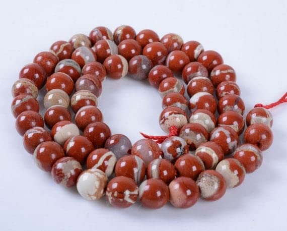 Perles 6mm jaspe rouge LKBEADS 6MM211 pour création de bijoux et colliers