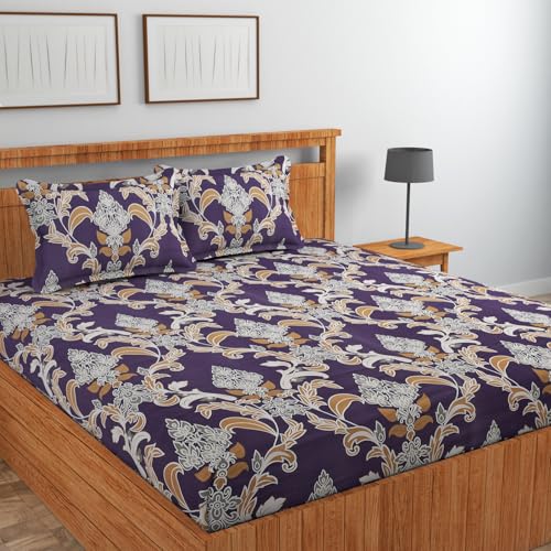 Image of Jashan Elastic Fitted Bedsheet for Double Bed King Size-Cotton- with 2 Pillow Covers | Size - 72x78+8 inches (Multi-1)