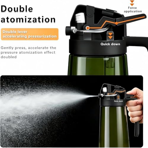 Image of 2 PCS Oil Sprayer, 2 in 1 Oil Sprayer for Kitchen Cooking, 470ml Oil Spray Bottle for Home (Olive+Black+Green)