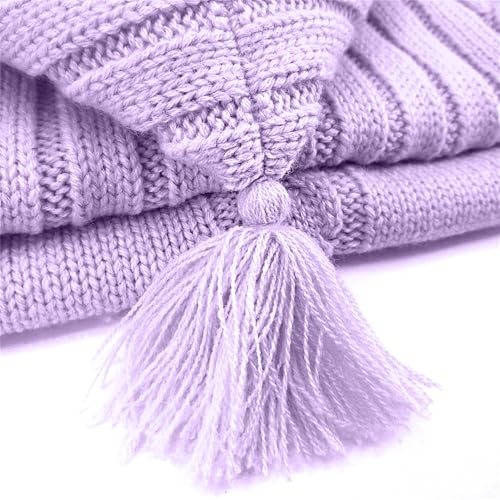 Image of XMWEALTHY Newborn Swaddle Baby Essentials Girls Boys Receiving Blankets Neutral Knit Wrap Blanket Bag Stroller Wrap Purple 0-6 Month