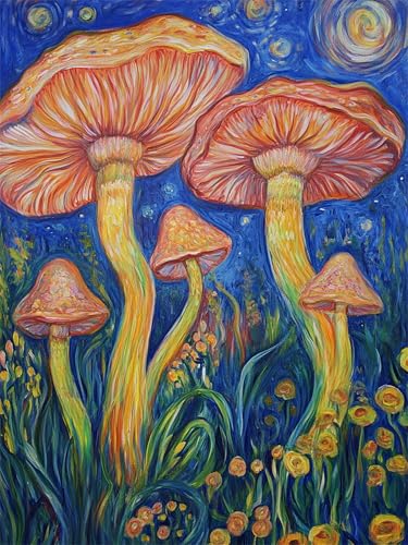 Peinture numéro abstrait champignon pour une activité manuelle enfant et adulte
