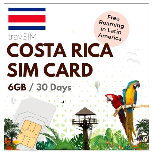 travSIM Costa Rica SIM-kort | 10 GB 4G/5G, gratis roaming i CA