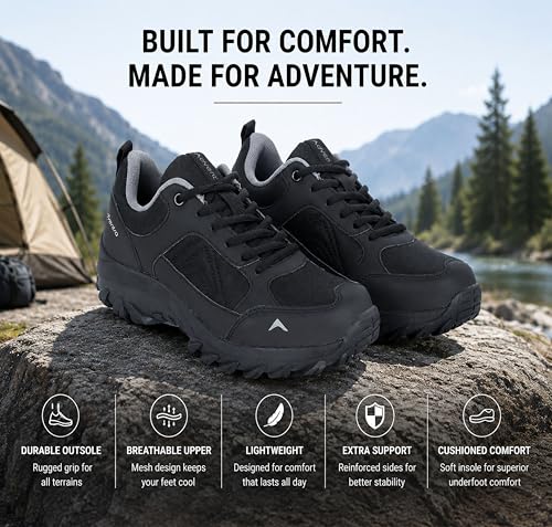 Image of Men Low Ankle Hiking Shoe | Rubber Sole | Lowland Hiking and Mid Mountain Trails | EH500