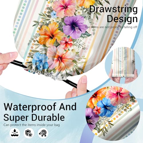Image of Hibiscus Flowers Gymnastics Grip Bag Small Drawstring Gym Bag for Gymnasts Dancer Holding