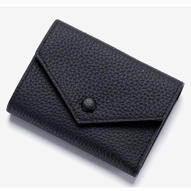 Genuine Leather Women Wallet Female Coin Purse Short Money Bag Designer Card Small(Black)3