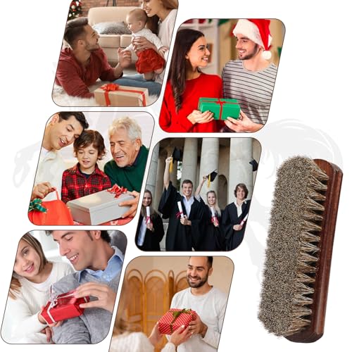 100% Pferdehaar Bürste Professionelle Premium Schuhbürste/Lederbürste mit gebogenem Holzgriff für optimalen Halt.Ideal für Lederschuhe,Stiefel,Mäntel,Schuhpflege.Weiches Pferdehaar für Lederpolitur