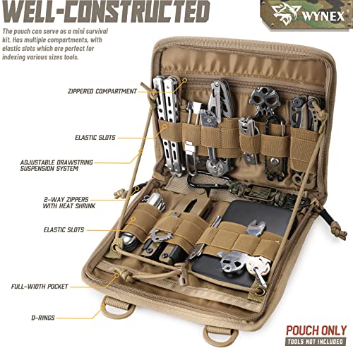 WYNEX Tactical Folding Admin Pouch, Molle Tool Bag of Laser-Cut Design, Utility Organizer EDC Medical Bag Modular Pouches Tactical Attachment Waist Pouch Include U.S Patch - Image 3