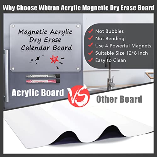 Acrylic Dry Erase Board For Refrigerator, 12X8 Inches Small Note Board For Fridge, Easy To Write And Clean Dry Erase Board For Reusable, Includes 2 Dry Erase Markers (Clear) #TOP2