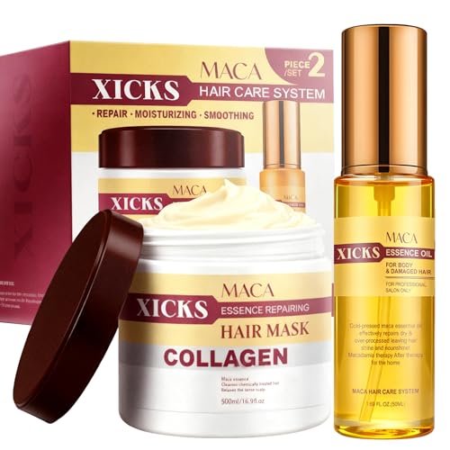 Mascarilla Reparadora de Cabello con maca y colágeno de 500ml y aceite de 50ml