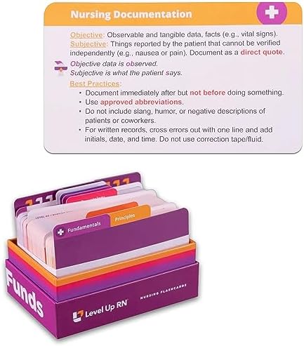 Level Up RN – Nursing Fundamentals Flash Cards – No Fluff – Only Essential Info for Nursing School – 2023 NCLEX/ATI/HESI Review LPN/RN Flash Cards (204 Cards)