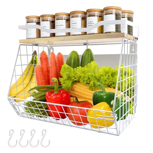 Upgrade Strong Magnetic Shelf for Fridge, Onion and Potato,Spice Rack,Fruit and Vegetable Storage and Organizer, Refrigerator organizers, Magnetic Basket for Pantry, Kitchen and Laundry Organizer