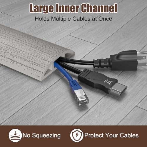 Image of Eapele Floor Cord Cover 10ft (2 Pack) Cord Covers for Wires on Floor, Heavy Duty Extension Cord Cover, Rubber Floor Cable Cover, Prevent Trip Hazard for Sidewalk Home Office Outdoor or Indoor Settings