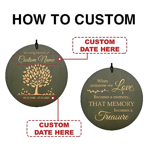 Image of ASTARIN Personalized Tree of Life Memorial Wind Chiems, Sympathy Gift Outdoor Deep Tone Wind Chimes for Loss of Loved One Mom, Hanging on the Porch Garden Patio Yard(Produced in Texas)
