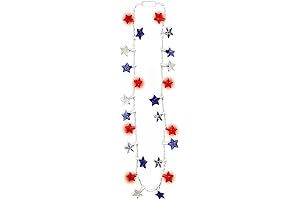 Amscan Multicolored Patriotic Stars 32" Light Up Necklace