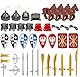 TRavesty Waffenpaket für Minifiguren, Mittelalterliche Ritter Waffenpaket Zubehör Kit Enthalten Helmsd, Rüstung, Schild, Umhänge Barding, Pferde Kompatibel mit großen Marken