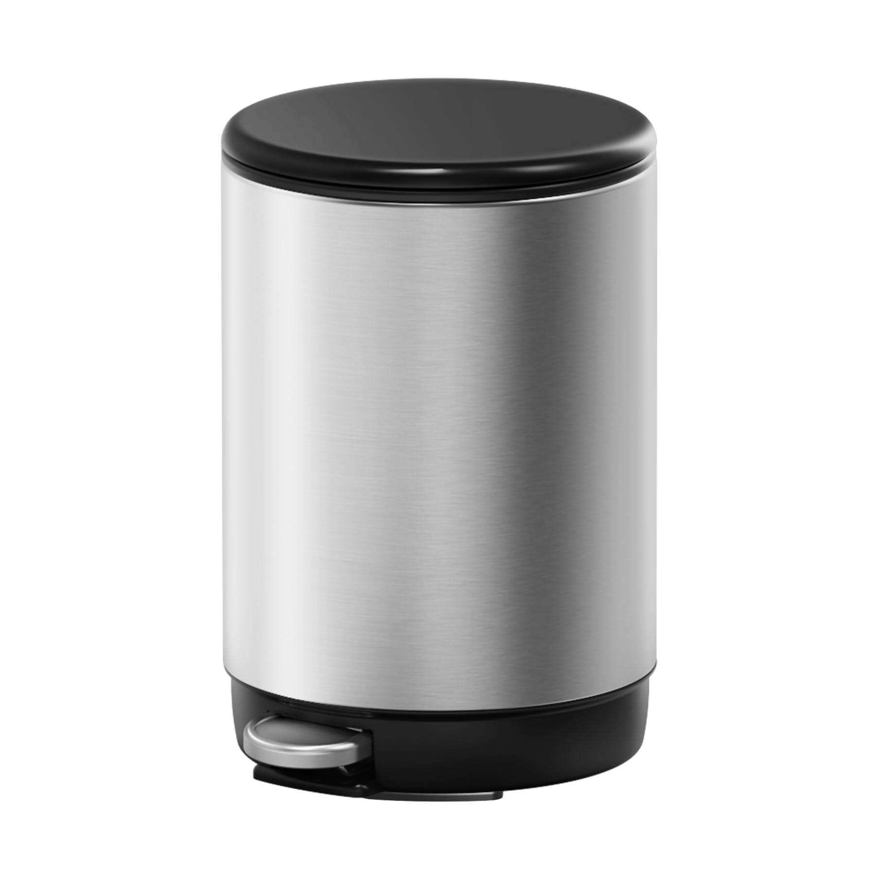 Cesun Small Bathroom Trash Can, 1.3 Gallons Stainless Steel Garbage Can with Lid and Foot Pedal, Round Step Wastebasket for Bathroom, Restroom, Toilet, 1.3 Gallons / 5 Liters, Silver