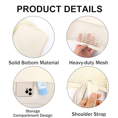 Image of VOROLO Mesh Tote Beach Bag,Women Fairycore Hobo Bag,Shoulder Bag,Soft Summer Casual Crochet Bags