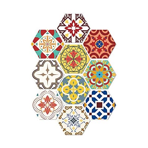 wxiang 10pcs Hexagonal Tile Stickers Cover