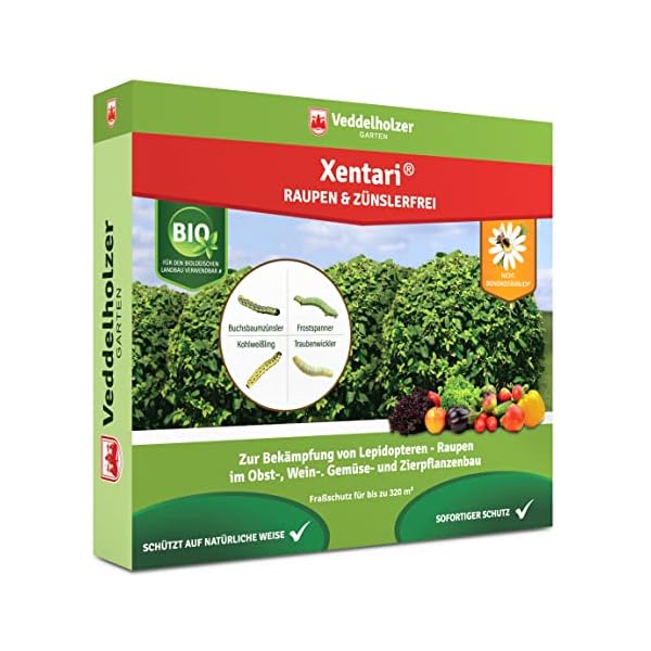 Veddelholzer Xentari® 8 x 2g Raupen & Zünslerfrei gegen Buchsbaumzünsler, Raupen & Schadraupen. Xentari Raupenfrei Buchsbaumzünsler Spritzmittel für Bio Landbau geeignet Nicht Bienengefährlich.