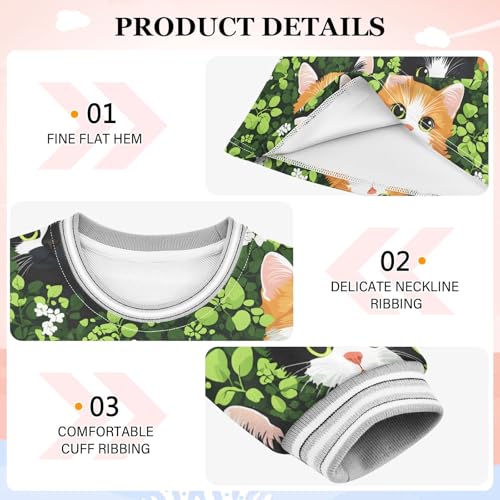 Girl Dress Cat Hidden in Green Leaves Pattern Long Sleeve Fall Winter Casual Basic Dress3