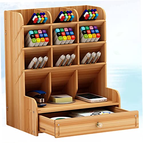 Porte-stylo multifonction STOBOK en bois avec plusieurs compartiments modulables - 5
