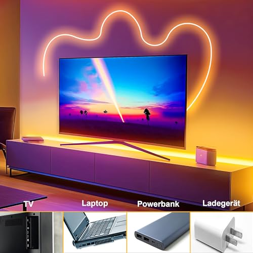 Image of Cozylady LED Lights Strips for Decoration 120 LEDs /m, CRI>90, 5V Dimmable Light Strip, 180 Even Lighting, IP20 Indoor, Flexible LED Tape for Room Decoration (1M /3.28Ft-USB-Warm White)
