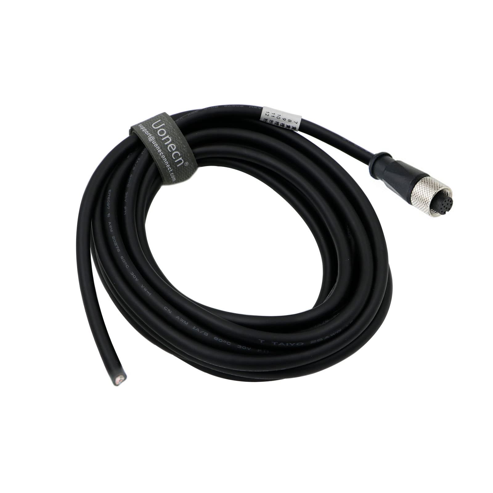 Uonecn Aviation Sensor Shielded Electrical Cable M12 A-Code 8 Pin Female to Open End Cable for Cognex Industrial Camera Device Network DeviceNet 10M
